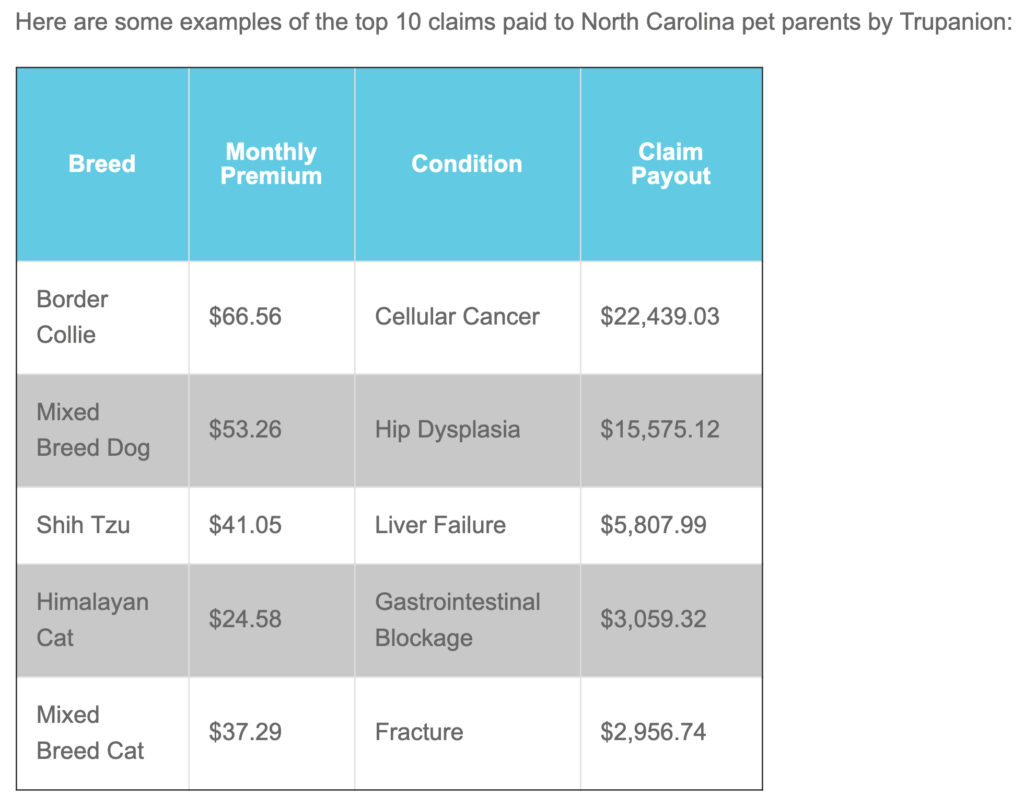 Pet Insurance Table Comparison